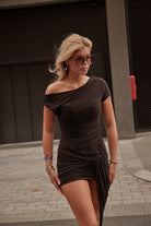 The Blanca Ruched Mini Dress - Noir